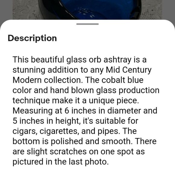 Vintage Cobalt Blue Orb Ashtrsy 6in heavy. Rare 5LB - Picture 8 of 8